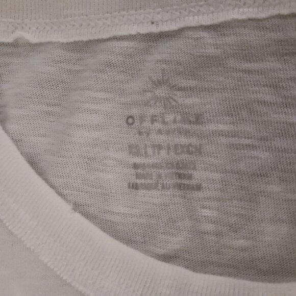 NEW Offline by Aerie Cotton Crew Neck Oversized‎ Off-White Graphic T-shirt XS - Picture 7 of 10